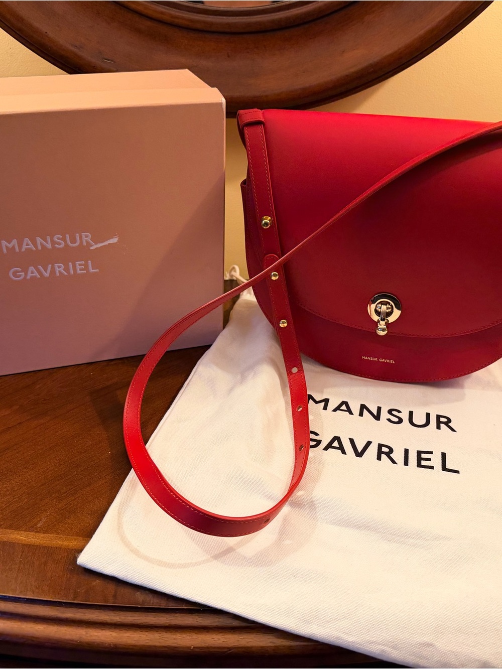 Mansur Gavriel large saddle bag in Italian calf leather